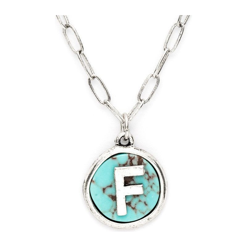 Initial F Turquoise Pendant Necklace - Spicie's Boutique