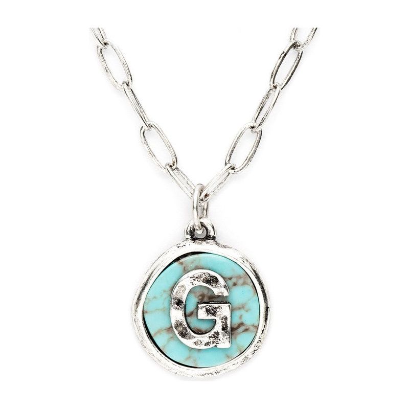 Initial G Turquoise Pendant Necklace