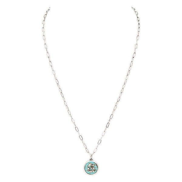 Initial G Turquoise Pendant Necklace