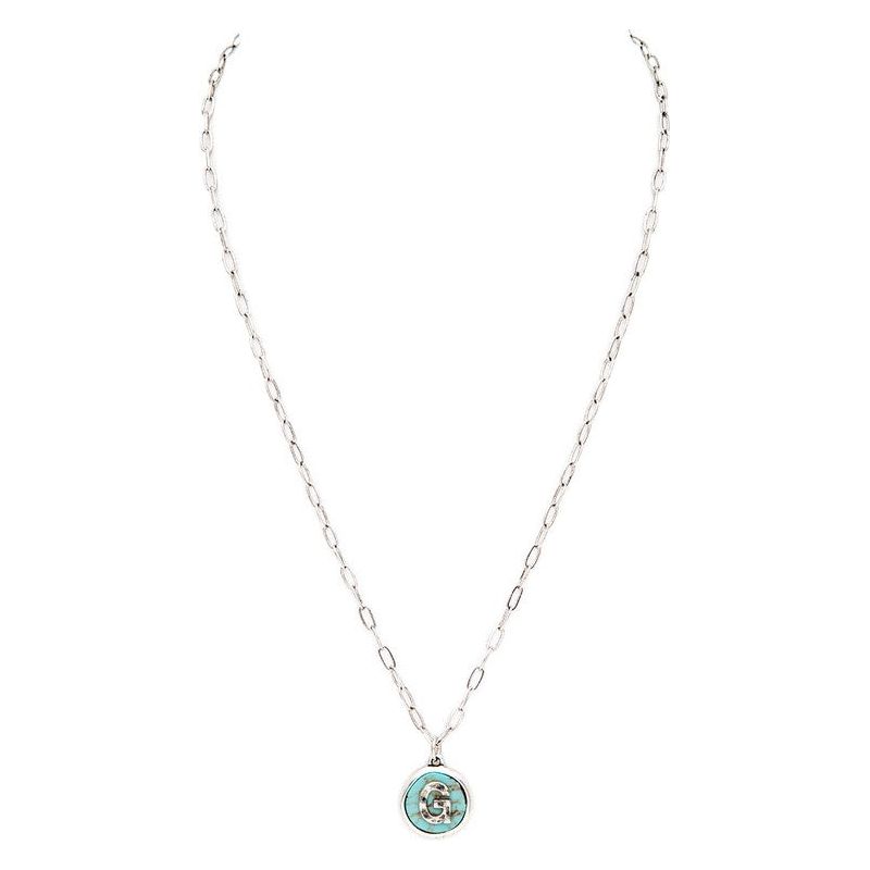 Initial G Turquoise Pendant Necklace