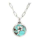 Initial P Turquoise Pendant Necklace