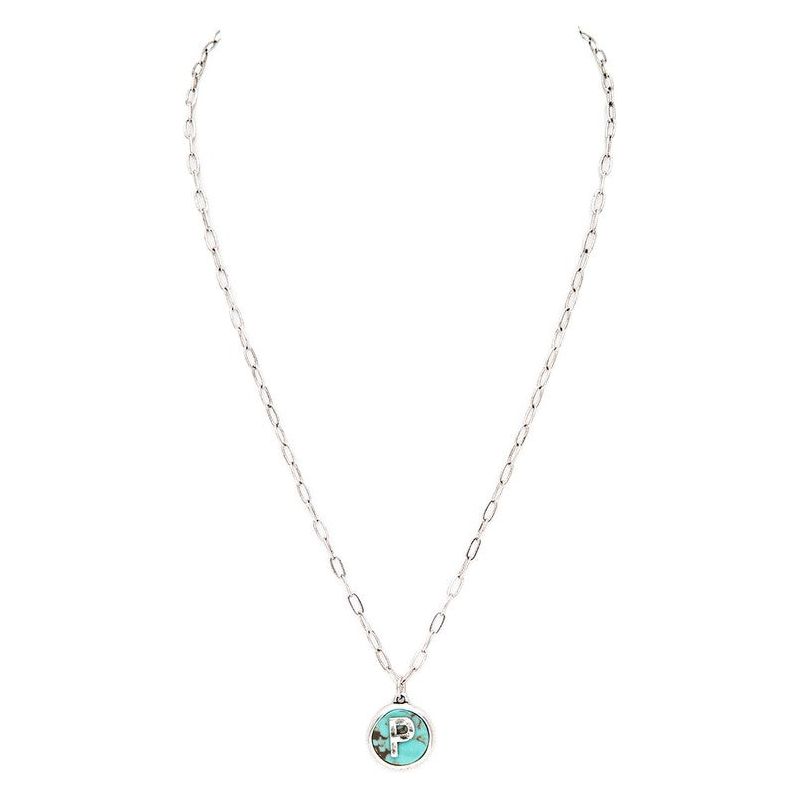 Initial P Turquoise Pendant Necklace