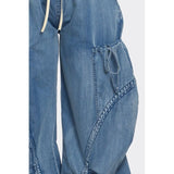 Urban Chic Drawstring Denim Cargo Pants- PLUS SIZE