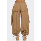 Urban Chic Drawstring Denim Cargo Pants- PLUS SIZE