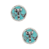 Initial T Turquoise Stud Earrings