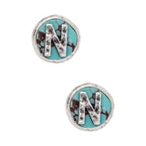 Initial N Turquoise Stud Earrings - Spicie's Boutique