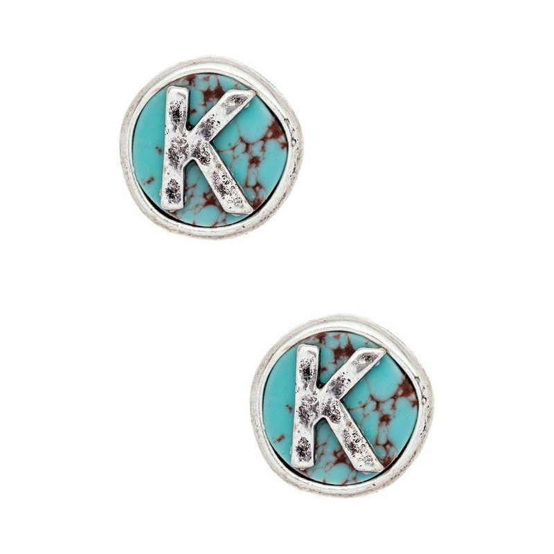 Initial K Turquoise Stud Earrings