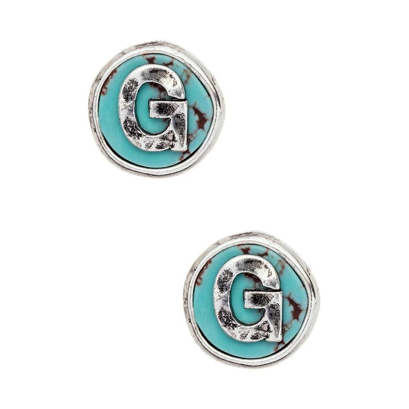 Initial G Turquoise Stud Earrings