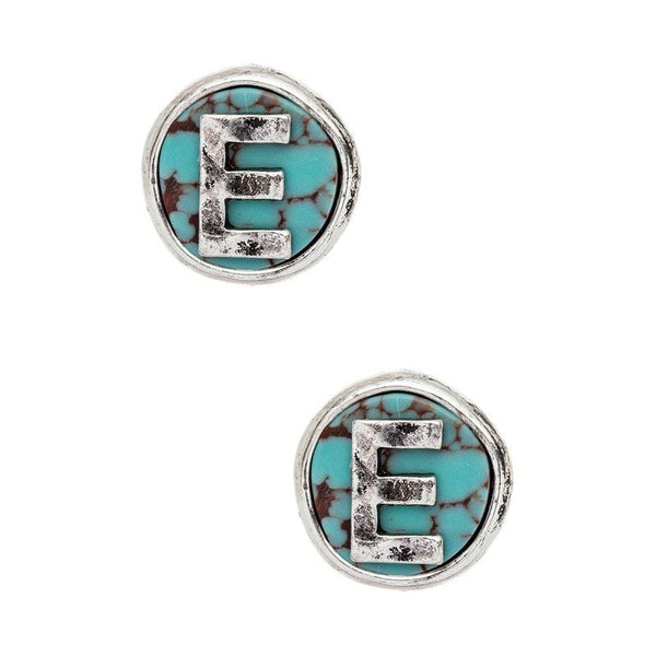 Initial E Turquoise Stud Earrings