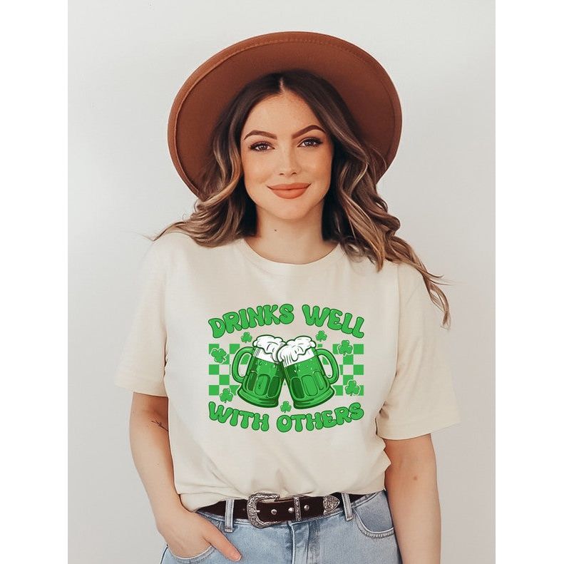 Drinks Well With Others Graphic Crew Neck Tee - Spicie's Boutique