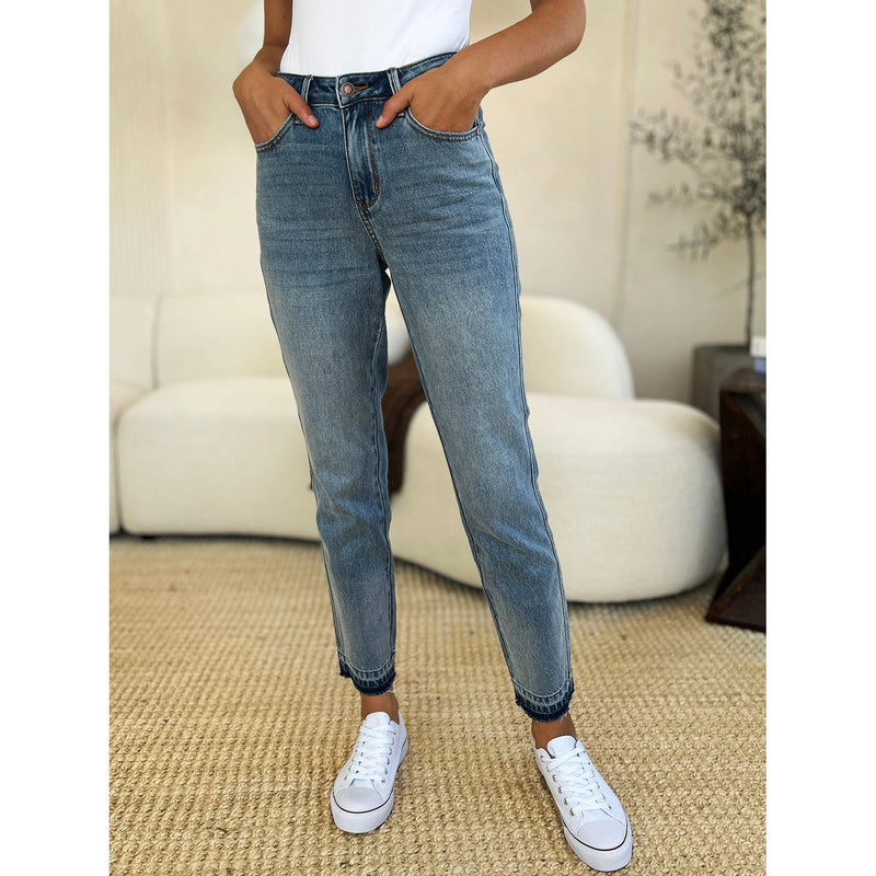 Mid Rise Rigid Magic Release Hem Jeans