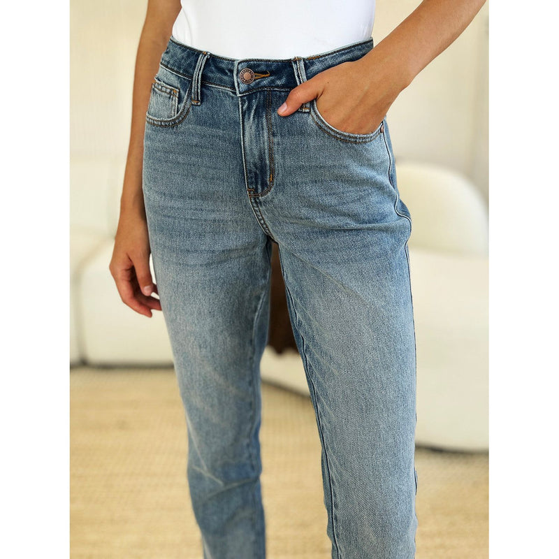 Mid Rise Rigid Magic Release Hem Jeans