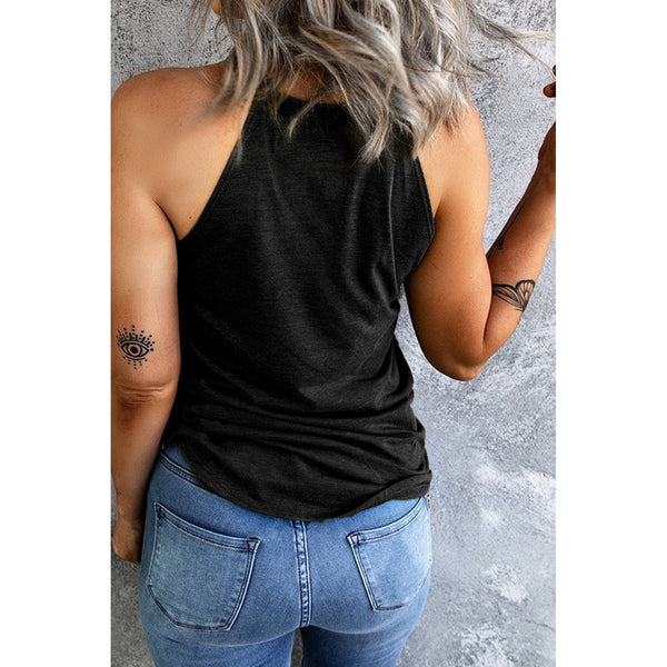 Round Neck RESTING WITCH FACE Graphic Tank Top - Spicie's Boutique