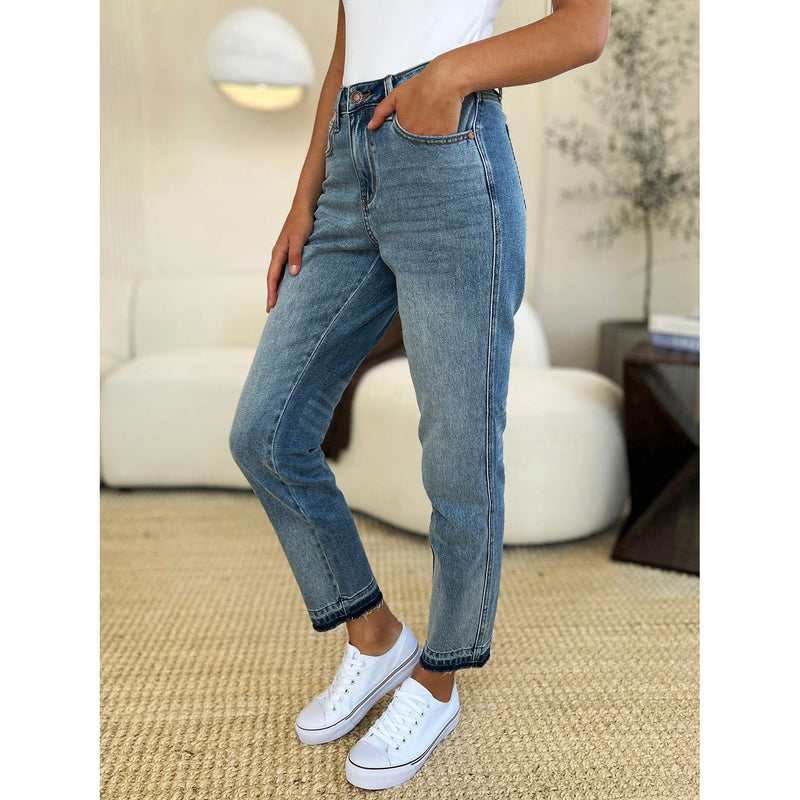 Mid Rise Rigid Magic Release Hem Jeans