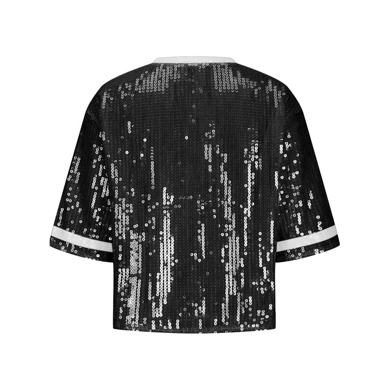 Sequin Football Round Neck Half Sleeve Top - Spicie's Boutique
