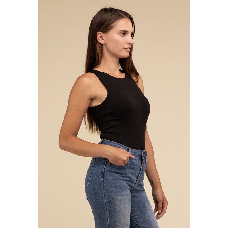 Boat Neck Sleeveless Padded Bodysuit - Spicie's Boutique