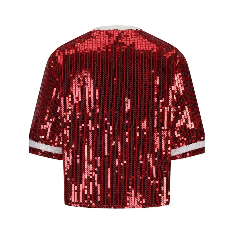 Sequin Football Round Neck Half Sleeve Top - Spicie's Boutique