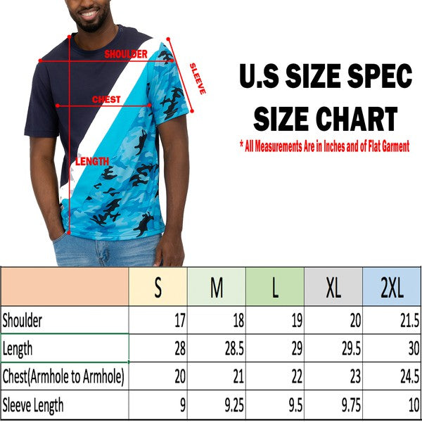 SHORT SLEEVE CAMO COLOR BLOCK TSHIRT - Spicie's Boutique