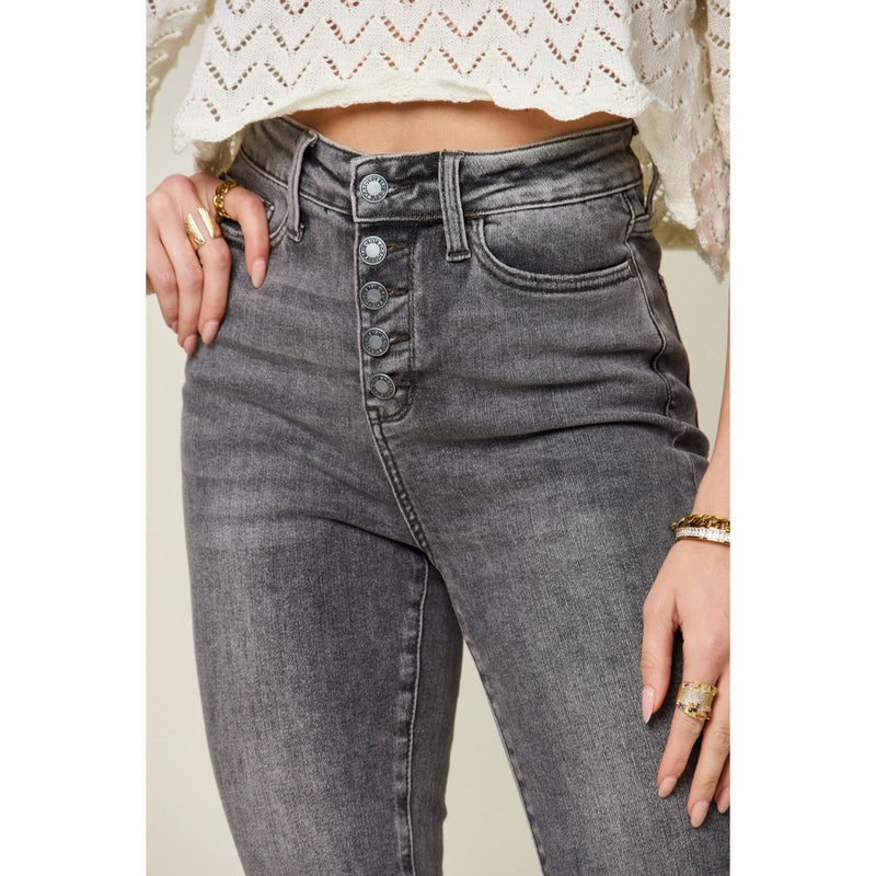 Judy Blue Full Size Button Fly High Waist Cuffed Capris - Spicie's Boutique