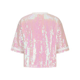 Sequin Football Round Neck Half Sleeve Top - Spicie's Boutique