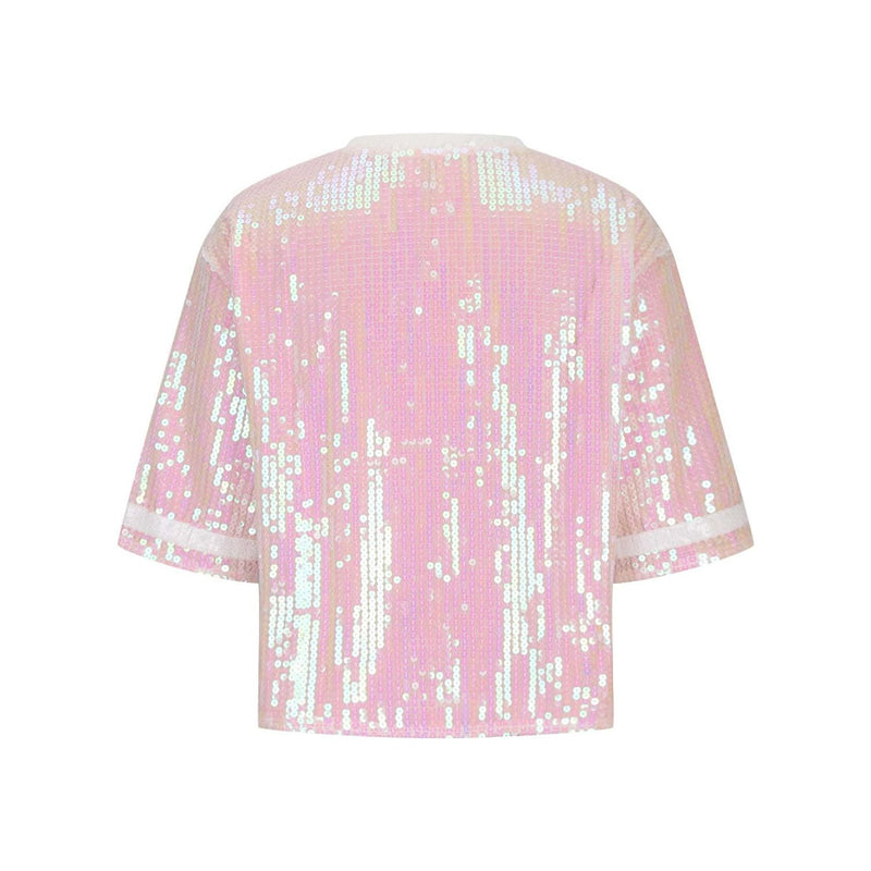 Sequin Football Round Neck Half Sleeve Top - Spicie's Boutique