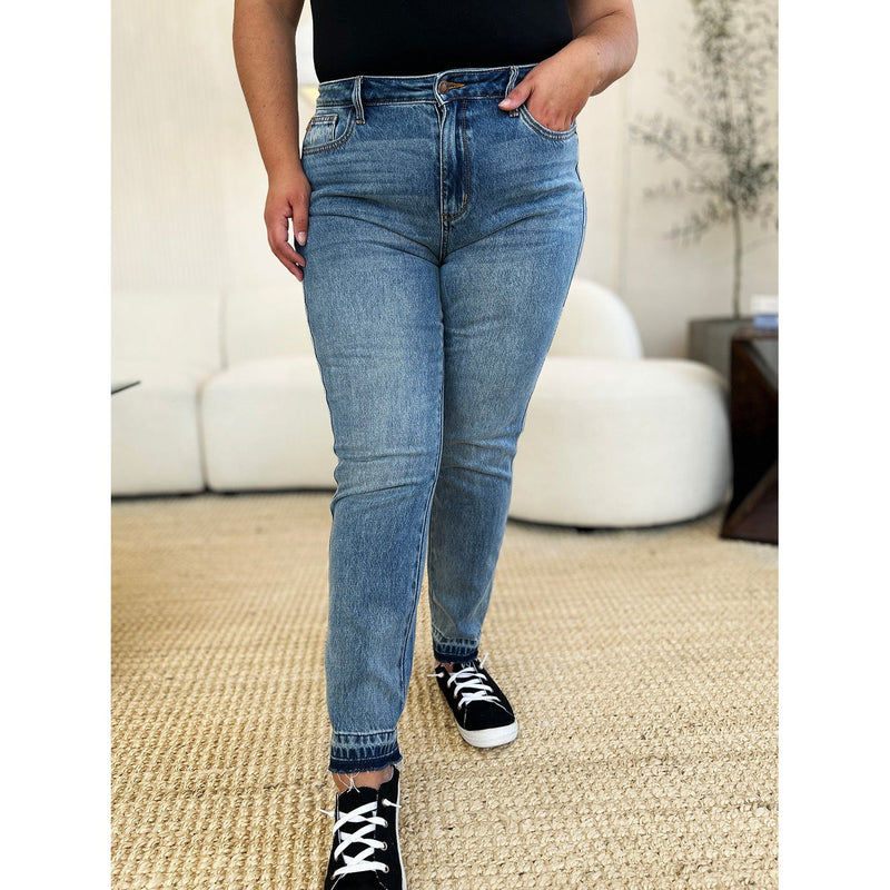 Mid Rise Rigid Magic Release Hem Jeans