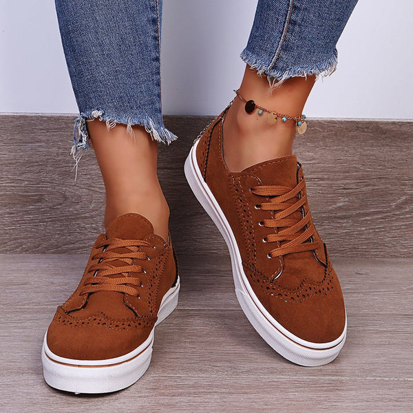 Lace-Up Suedette Flat Sneakers - Spicie's Boutique