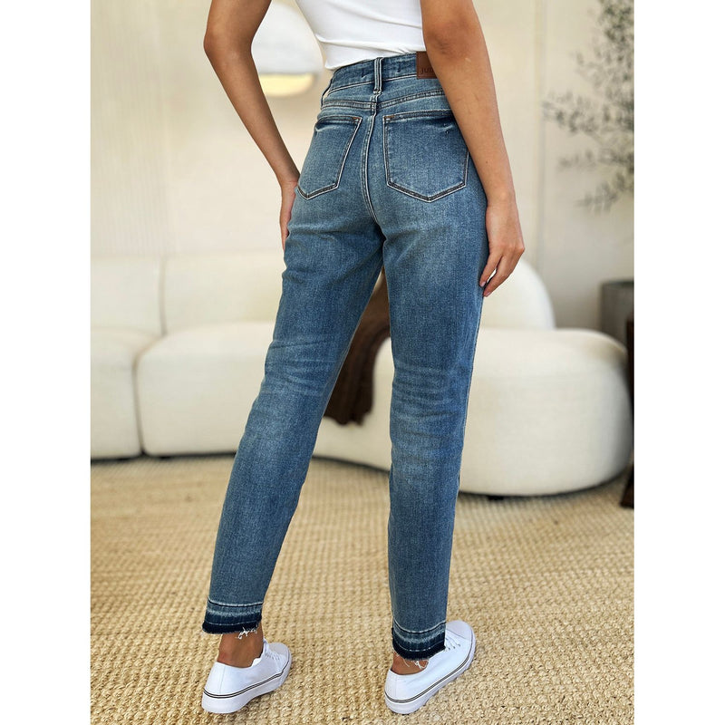 Mid Rise Rigid Magic Release Hem Jeans
