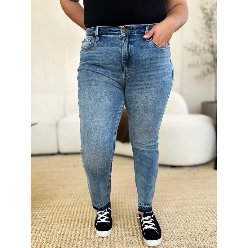 Mid Rise Rigid Magic Release Hem Jeans