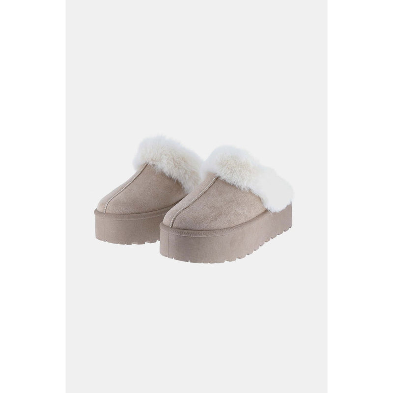 Weeboo Thick Bottom Fur Trim Snow Slippers