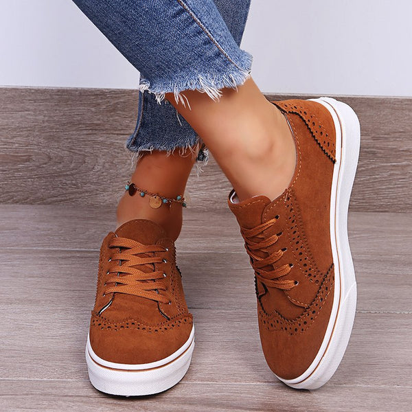 Lace-Up Suedette Flat Sneakers - Spicie's Boutique
