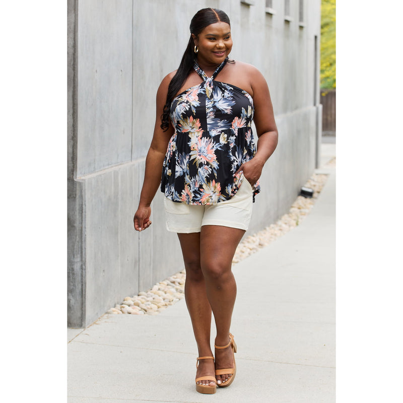 Floral Halter Top in Black - Spicie's Boutique