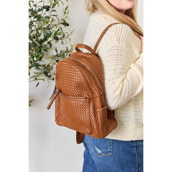 SHOMICO PU Leather Woven Backpack - Spicie's Boutique