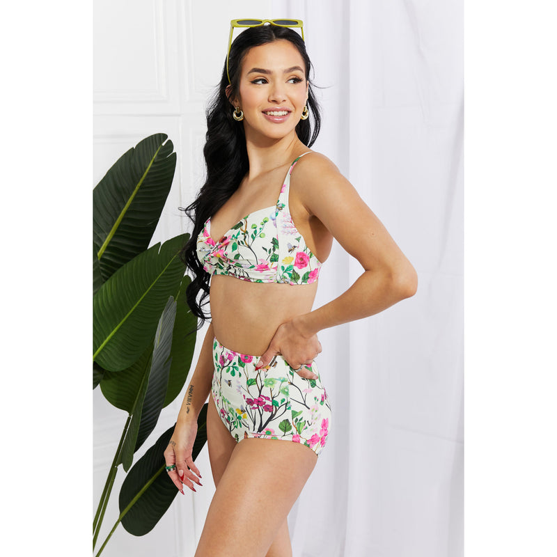 Marina West Swim Take A Dip Twist High-Rise Bikini in Cream - Spicie's Boutique