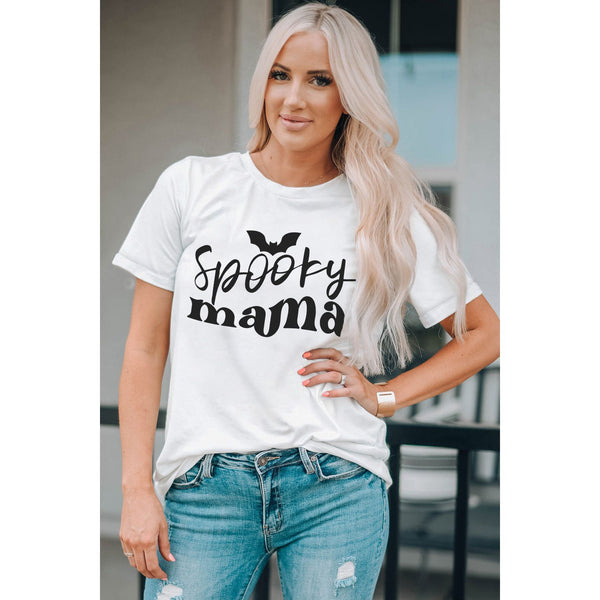 Round Neck Short Sleeve SPOOKY MAMA Graphic T-Shirt - Spicie's Boutique