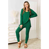 Zenana Lazy Days Full Size Long Sleeve Top and Leggings Set - Spicie's Boutique