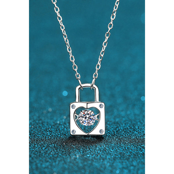 Moissanite Lock Pendant Necklace