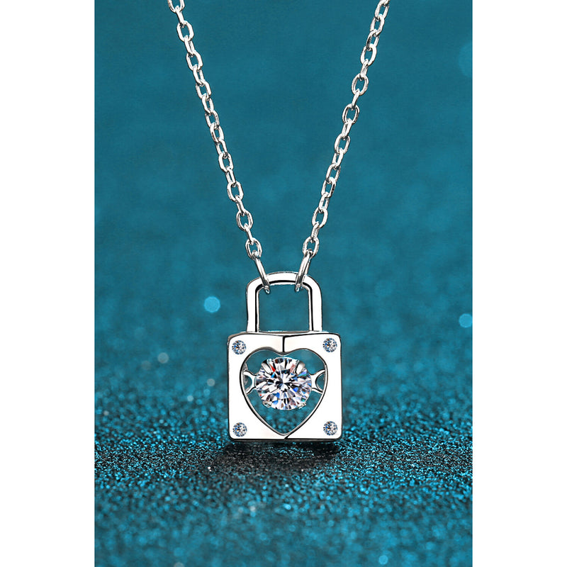 Moissanite Lock Pendant Necklace
