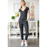 Heathered Drawstring Waist V-Neck Jumpsuit - Spicie's Boutique