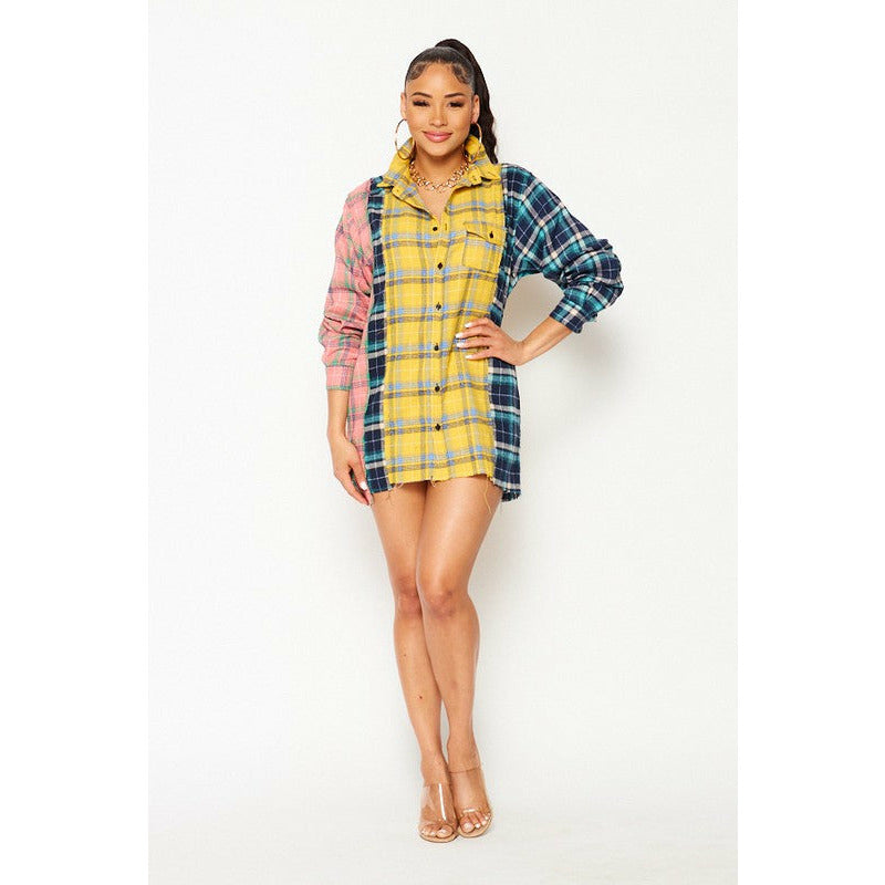 Plaid Multi Color Shacket/Top - Spicie's Boutique