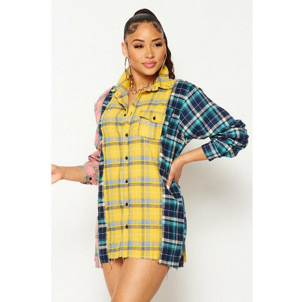 Plaid Multi Color Shacket/Top - Spicie's Boutique