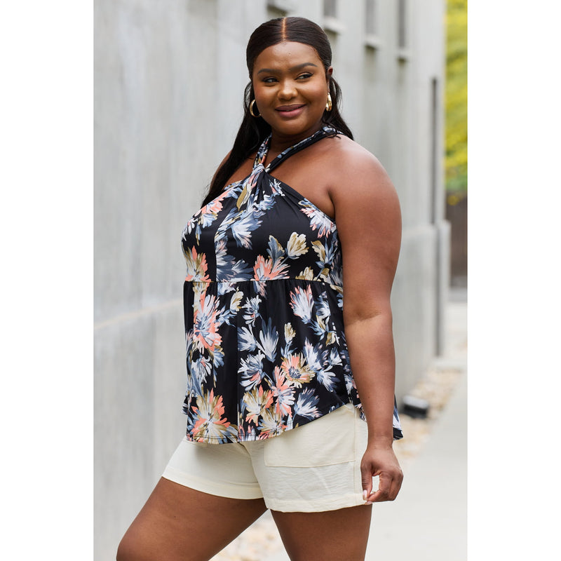 Floral Halter Top in Black - Spicie's Boutique