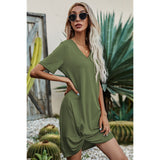 Twisted V-Neck Short Sleeve Dress - Spicie's Boutique