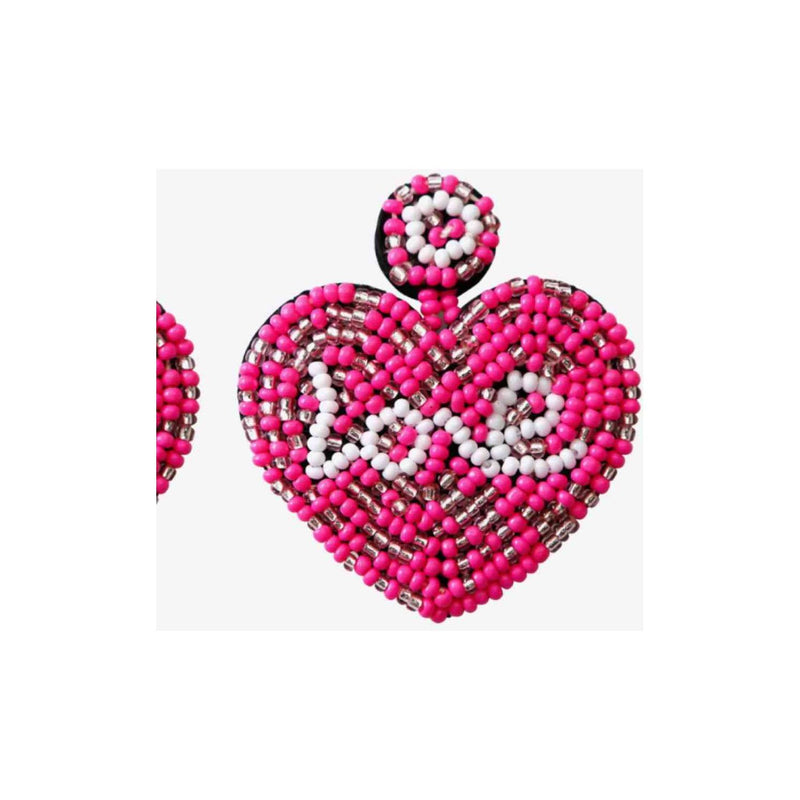 LOVE Beaded Heart Earrings - Spicie's Boutique