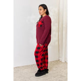 Plaid Round Neck Top and Pants Pajama Set - Spicie's Boutique
