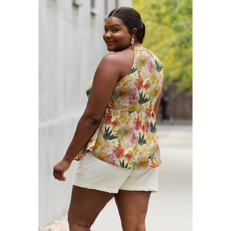 Floral Halter Top in Green - Spicie's Boutique