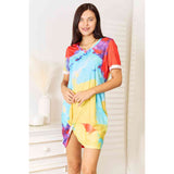 Double Take Tie-Dye V-Neck Twisted Dress - Spicie's Boutique