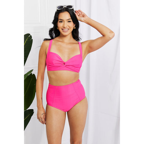 Marina West Swim Take A Dip Twist High-Rise Bikini in Pink - Spicie's Boutique