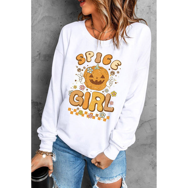 Round Neck Long Sleeve SPICE GIRL Graphic Sweatshirt - Spicie's Boutique