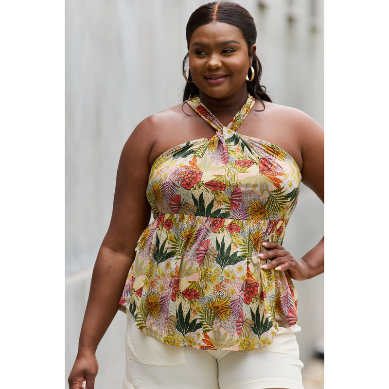 Floral Halter Top in Green - Spicie's Boutique